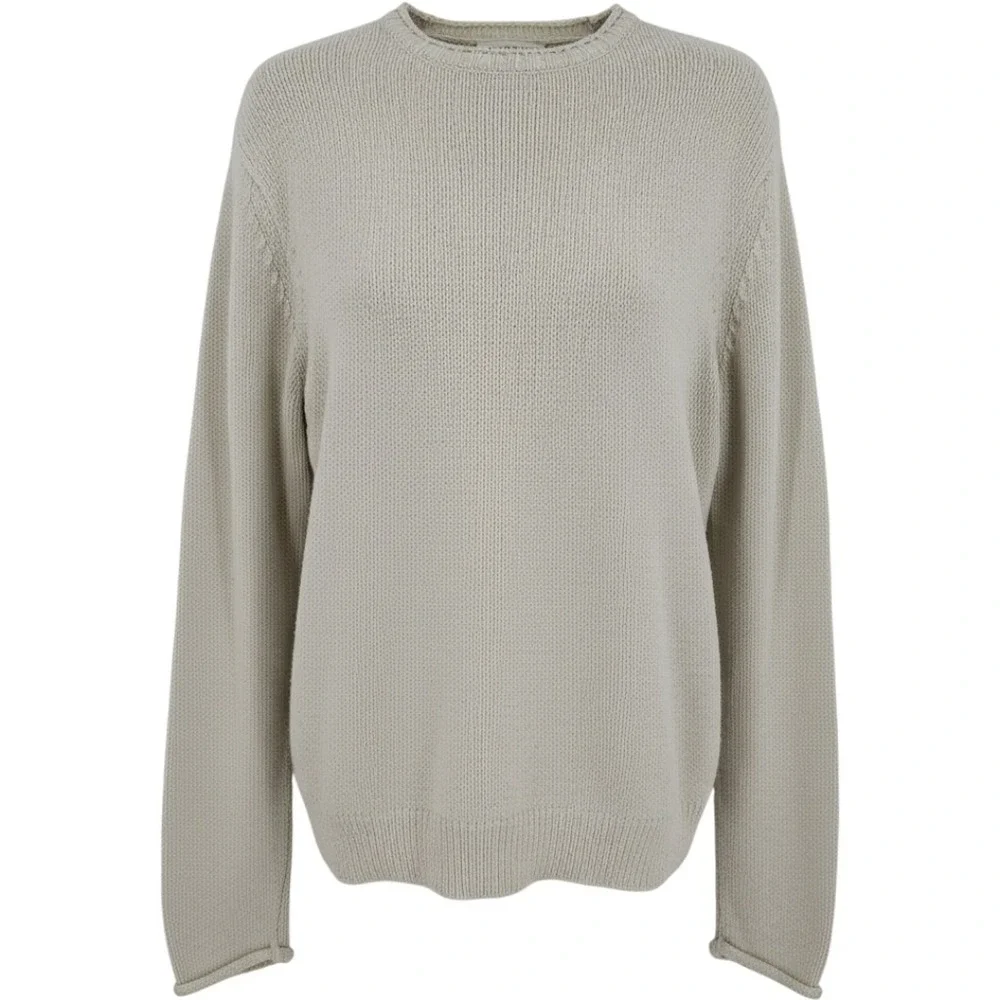 VTG J.Crew Roll Neck Sweater Ivory Cotton Heavy Knit Preppy Pullover Winter Sz L